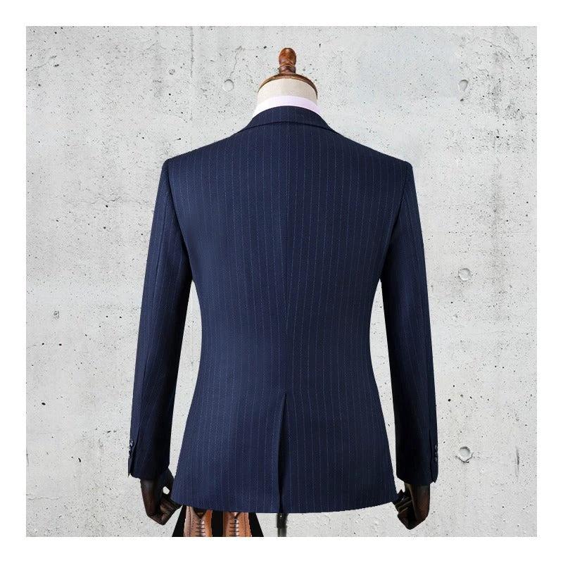 Navy Pinstripe Suit Set For Men Groomsmen Weddings (ZD17089)