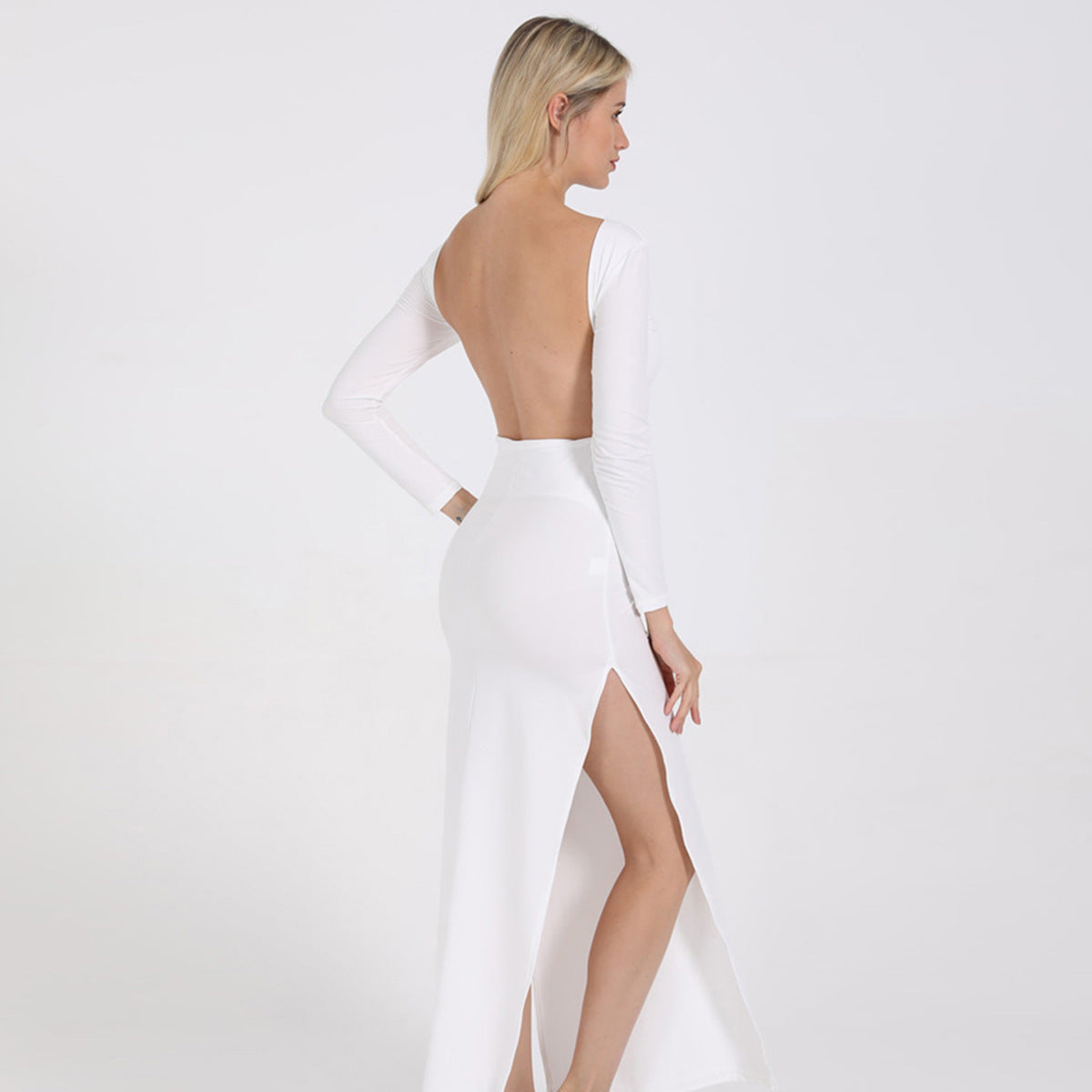 Poise Cotton Open Back Midi Dress White FINAL