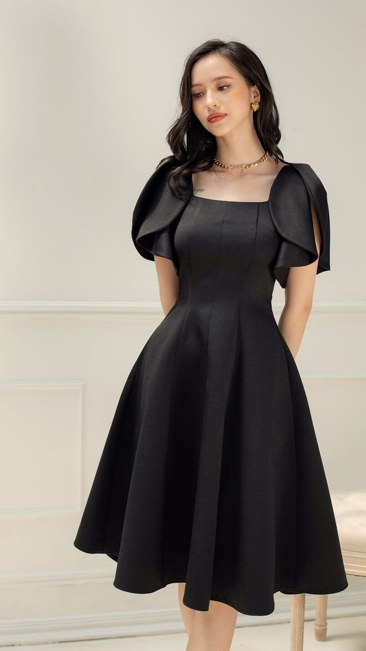 Chic Black A-line Party Dress,Black Cocktail Dress - VelvetHem