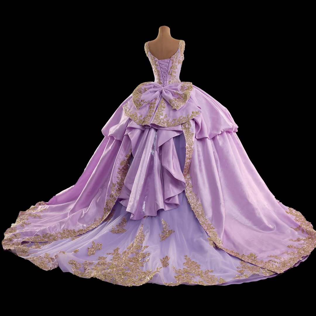 Retro Style A Line Sweetheart Purple Quinceanera Dress with Appliques Criss Cross Back - View 2 | VelvetHem
