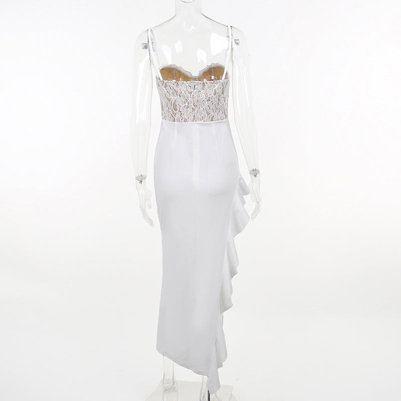 Fringila Asymmetric Dress White