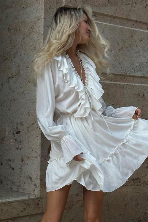 Amelia Breeze Ruffle Long Sleeve Mini Dress