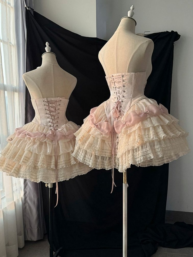 Sweet 16th Pink Ball Gown Spaghetti Straps Satin Short Homecoming Dress Birthday Outfits - View 3 | VelvetHem