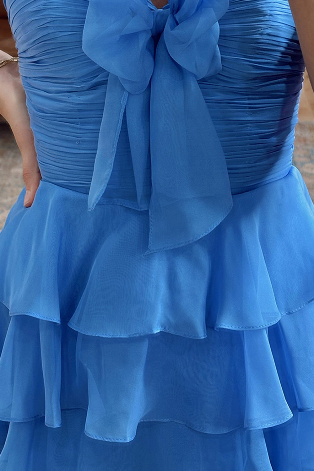 A Line Homecoming Dresses Blue Tulle Sweetheart Tiered Cocktail Dresses
