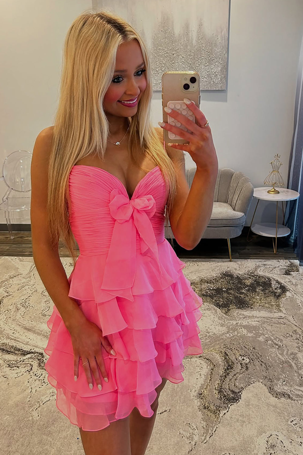 A Line Homecoming Dresses Blue Tulle Sweetheart Tiered Cocktail Dresses