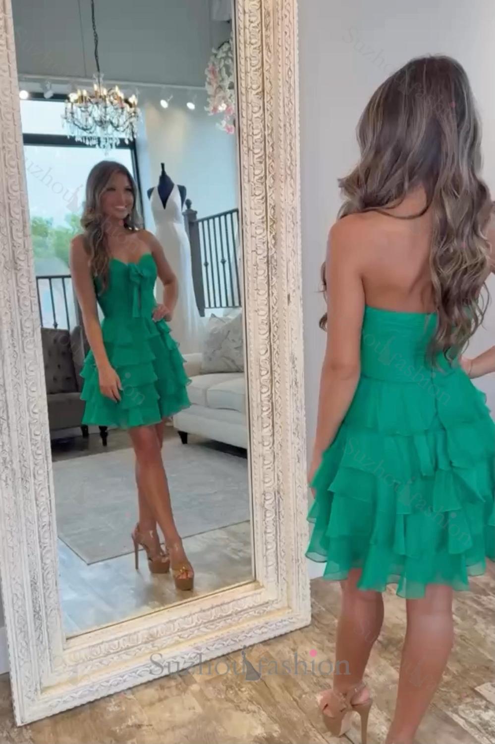 A Line Homecoming Dresses Blue Tulle Sweetheart Tiered Cocktail Dresses
