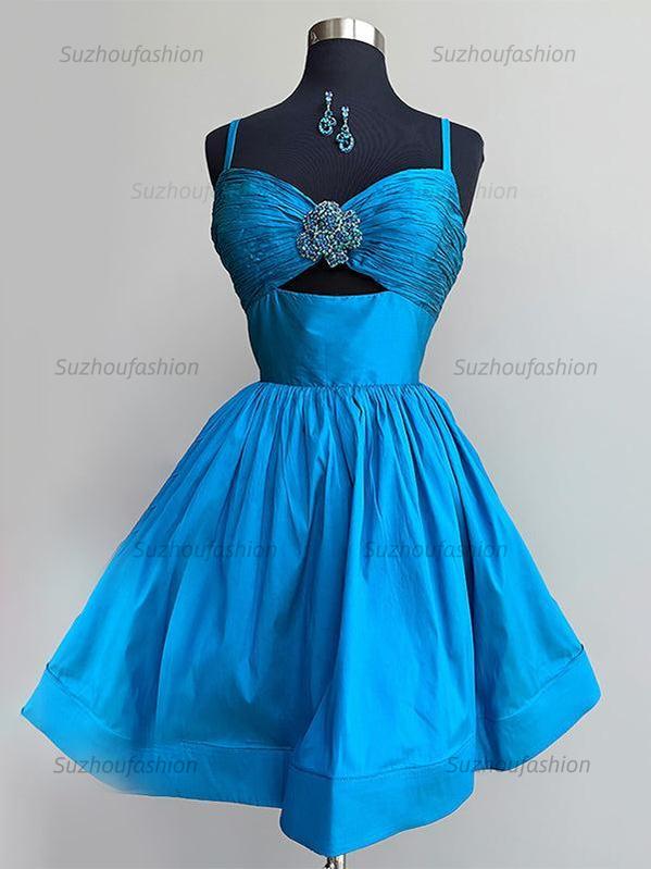 Suzhoufashion A Line Ruched Short Beaded Homecoming Dress
