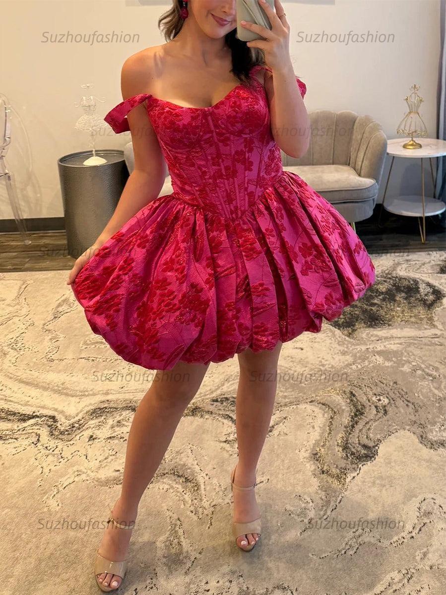 Suzhoufashion A-Line Sweetheart Straps Boned Satin Floral Homecoming Dress