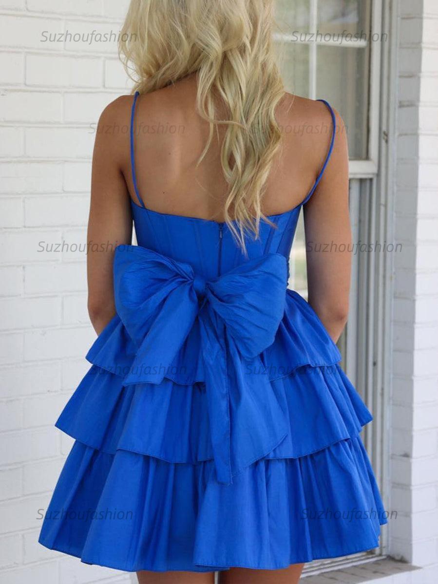 Suzhoufashion A Line Tiered Short Homecoming Dress with Bow