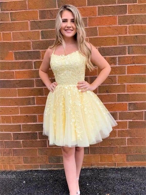 Princess Tulle Applique Halter Sleeveless Mini Dresses SYH30 by vivymakudress