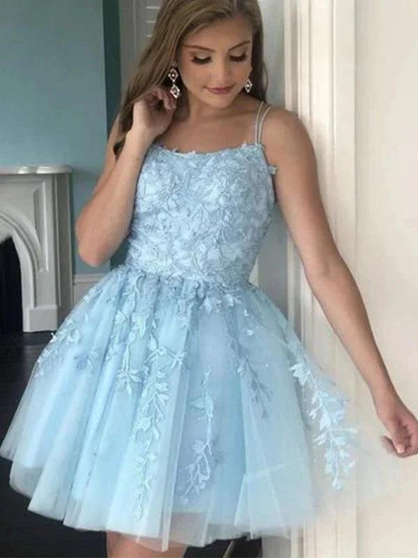 Princess Tulle Applique Halter Sleeveless Mini Dresses SYH30 by vivymakudress