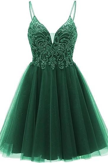 A-line Straps Appliques Tulle Short Homecoming Dress by Ombreprom
