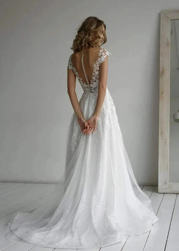 A-line Elegant Glitter fabric Sweetheart Wedding Dress With Appliques (ZD16231)