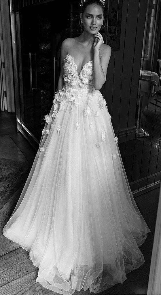 A-line Sweetheart 3D Flowers Wedding Dress Bridal Gown With Beading (ZD16219)