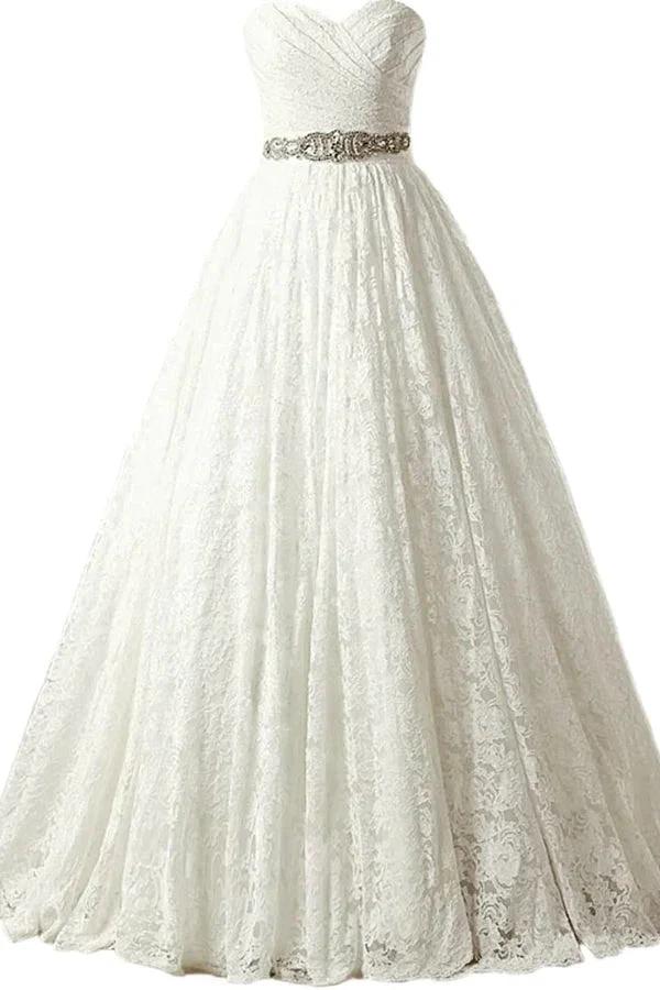 A-line Sweetheart Elegant Wedding Dresses Strapless Bridal Gown WD719 by pgmdress