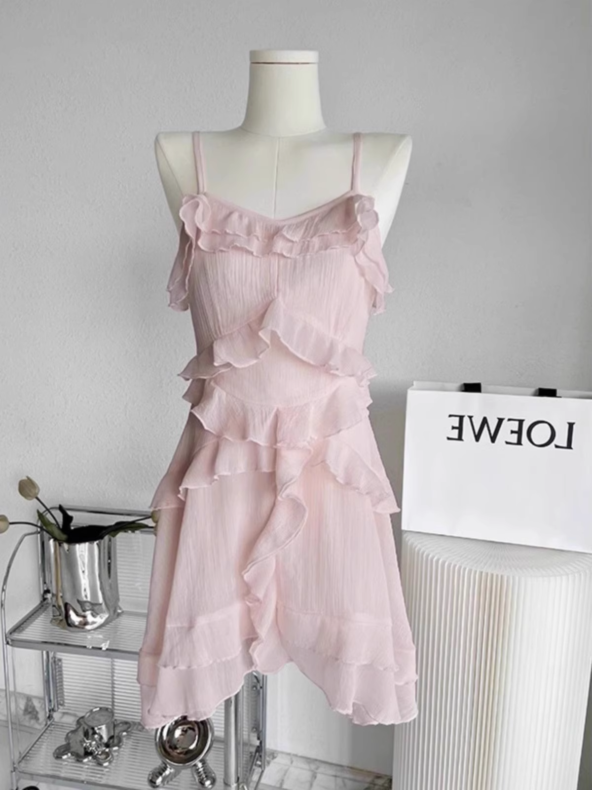 Sweet Pink Irregular Ruffles Short Party Dress Holiday Dress