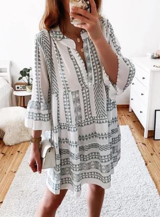 Fiora Luxe Mid Length Dress with Bell Sleeves Premium Wardrobe Essential