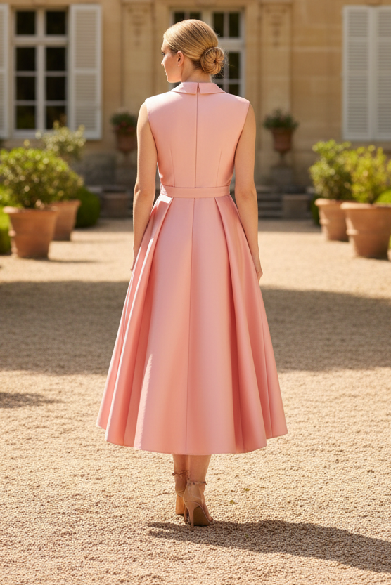Sleeveless Mikado Suit Dress In Apricot Ice