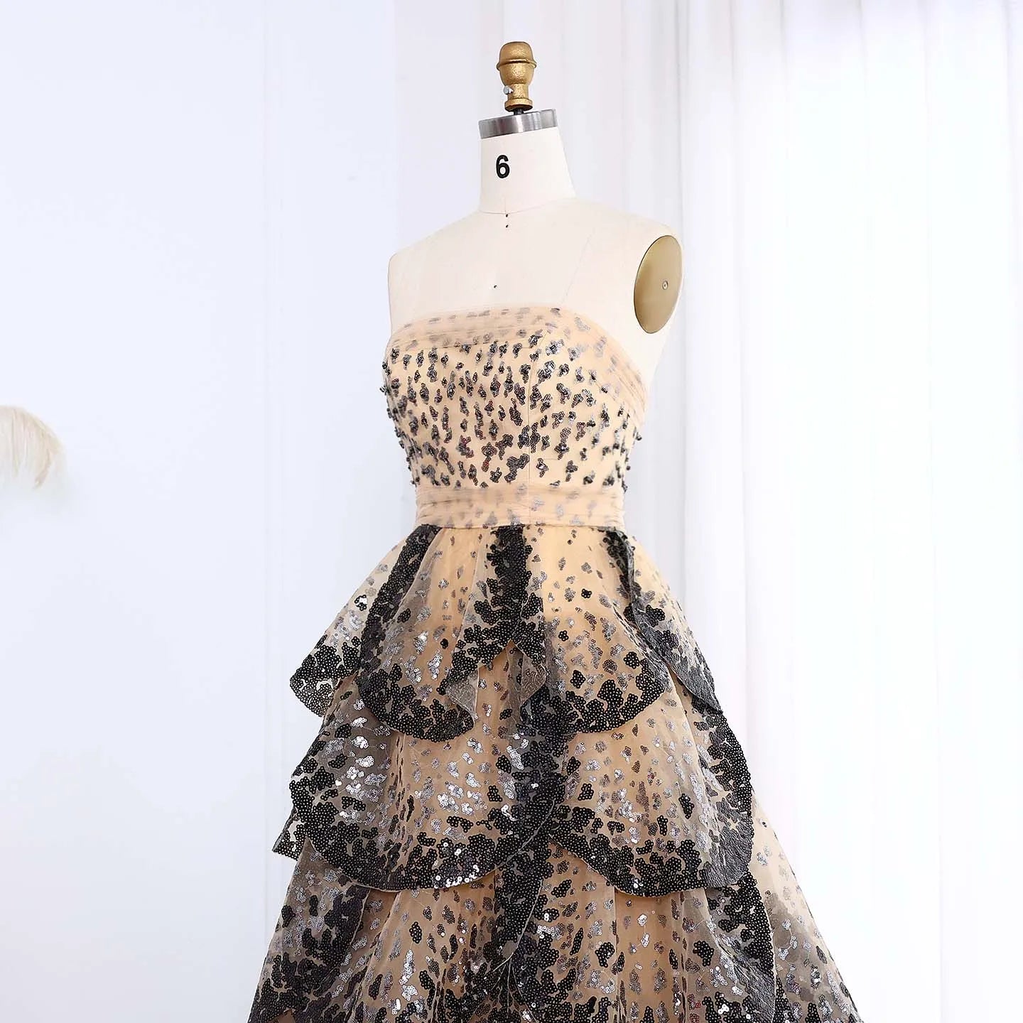 Ruffles Ball Gown Tulle Evening Dress Customized