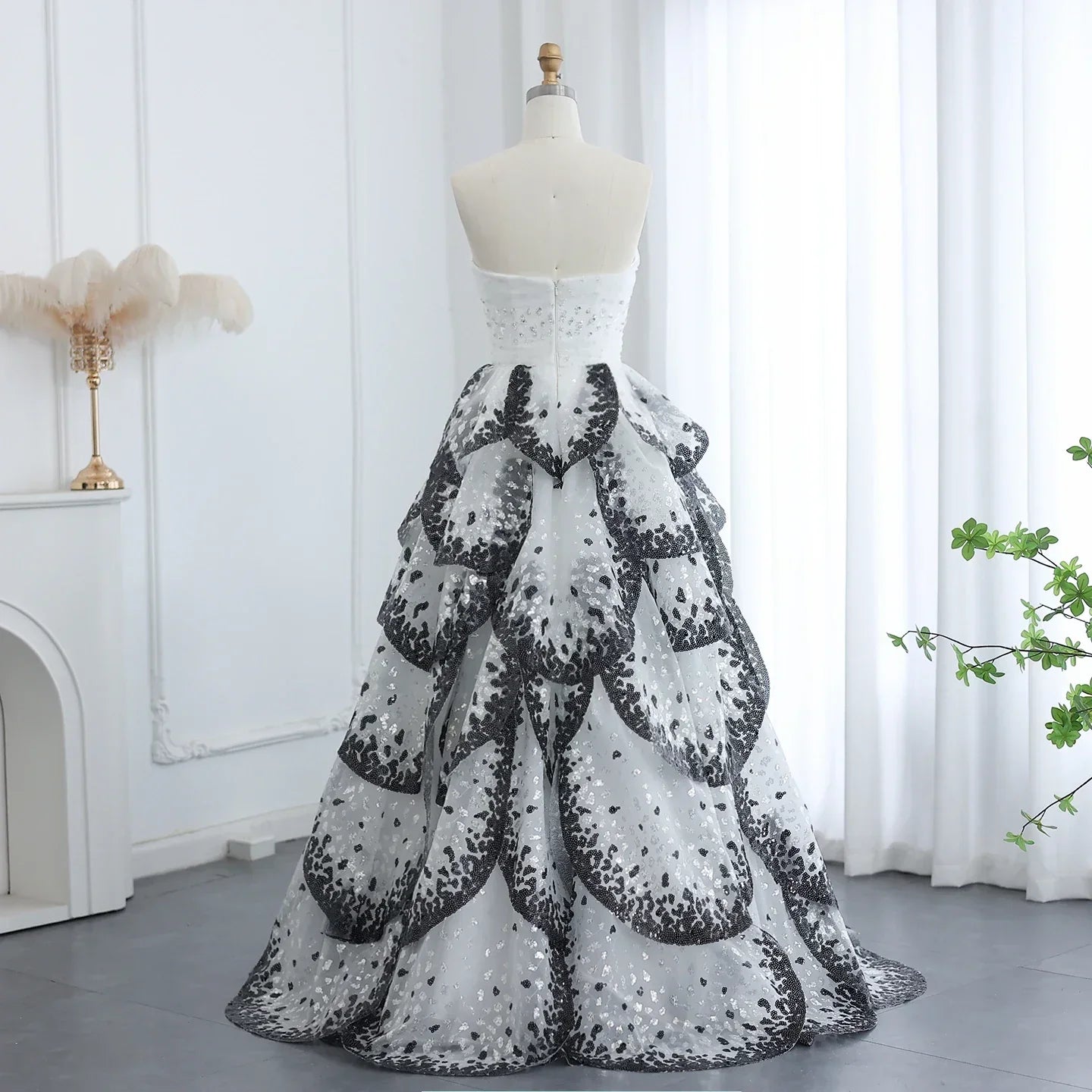 Ruffles Ball Gown Tulle Evening Dress Customized