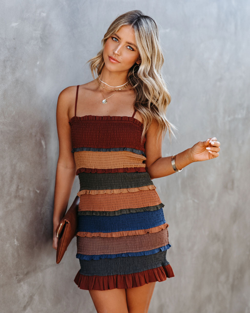 Aliza Smocked Ruffle Tiered Mini Dress FINAL