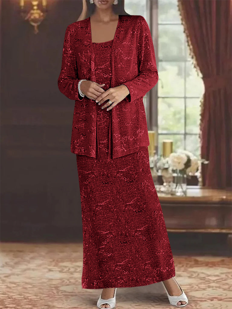 Ankle length Chiffon Mother of the Bride Dress with Sequins and Jacket