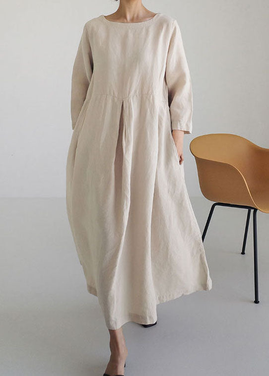 Apricot Flower-2 Cotton Dresses Pockets Patchwork Summer