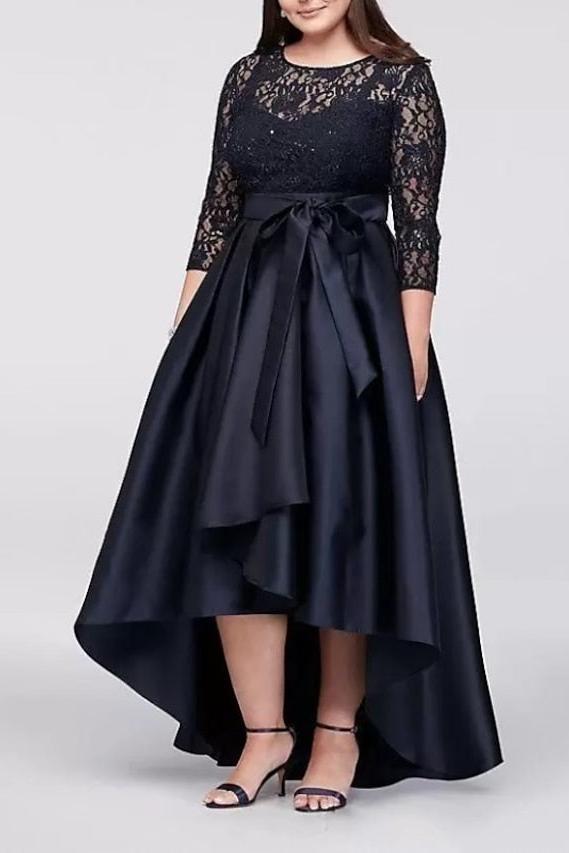 Asymmetrical Plus Size Mother of the Bride A Line Scoop Dress