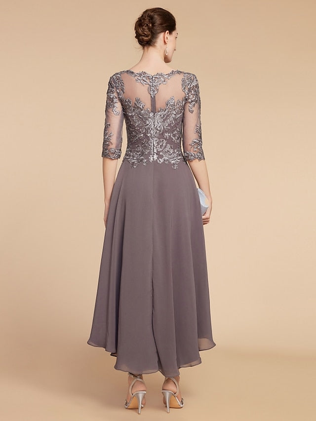Asymmetrical Scoop A Line Mother of the Bride Dress