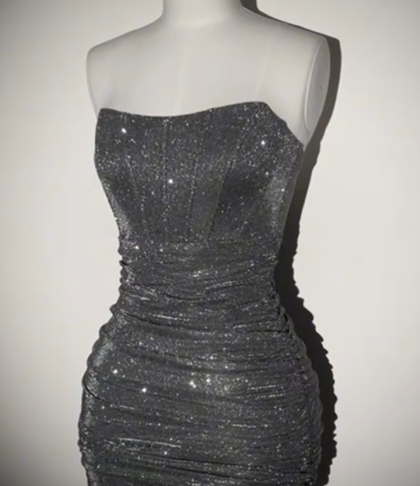 Vintage Strapless Gray Sheath Cocktail Dress Short Graduation Homecoming Dress - VelvetHem