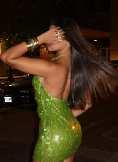 Classy Green Halter Sequin Sheath Short Cocktail Dress Backless 8th Grade Homecoming Dress - View 4 | VelvetHem