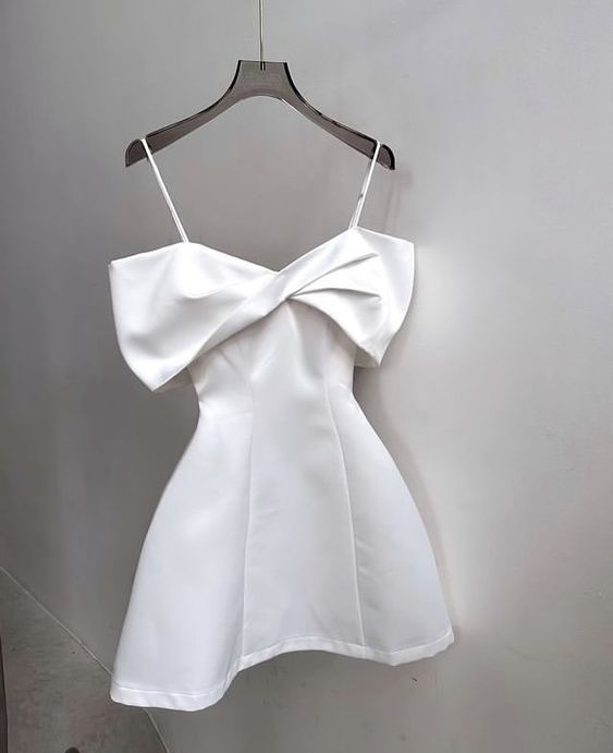 A-line White Homecoming Dress White Birthday Party Dress Y5970 - VelvetHem
