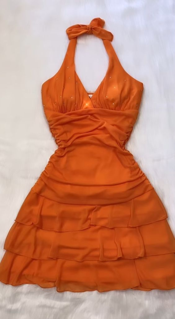 Orange Mini Party Dress Homecoming Dress Y4185 - VelvetHem