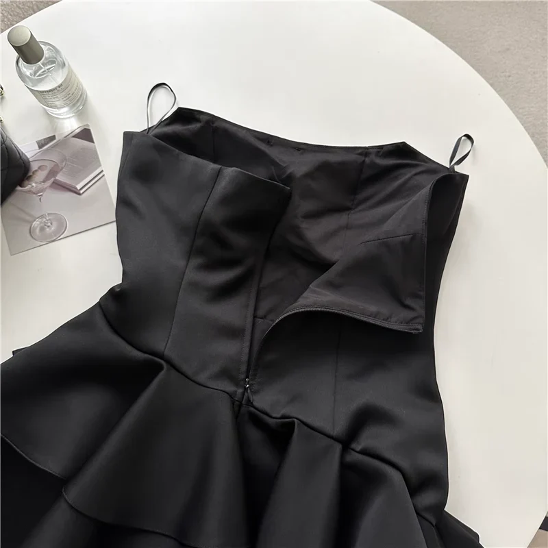 Sexy Black Irregular Puffy Short Homecoming Dress - View 5 | VelvetHem