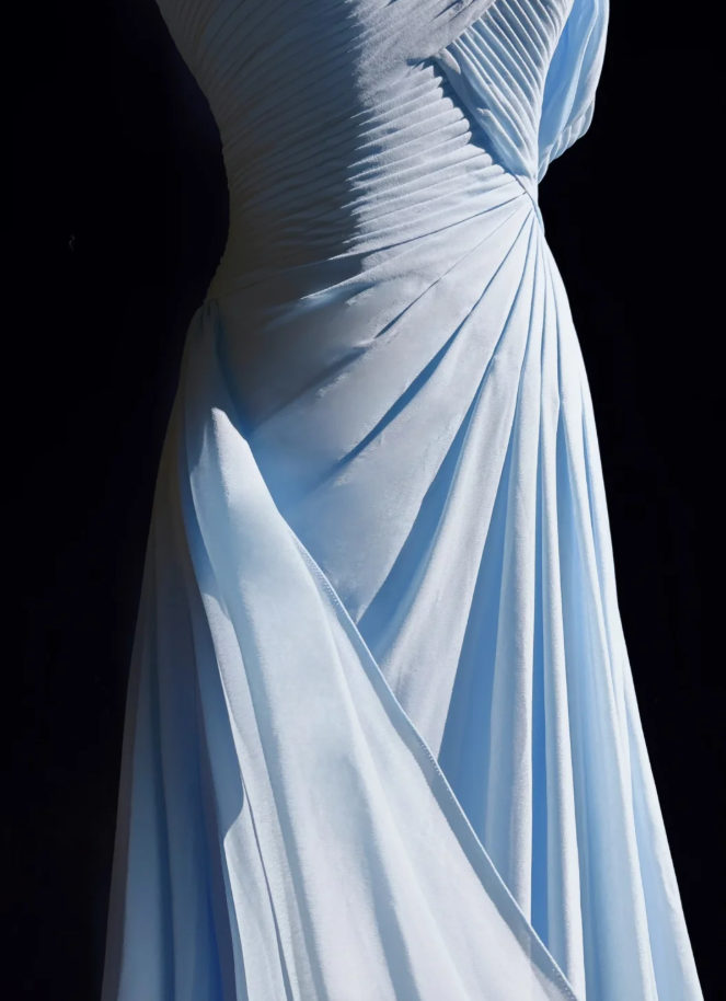 Classy Sky Blue One Shoulder Chiffon Pleated Mermaid Party Dress Long Wedding Guest Dress Evening Gown - View 5 | VelvetHem