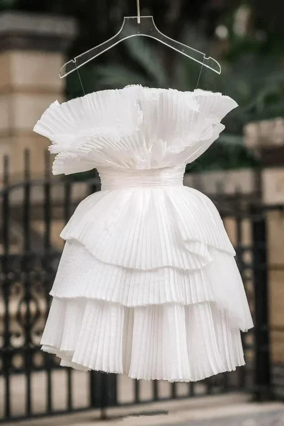 White Short Party Dress Homecoming Dress Y1997 by simplepromdress