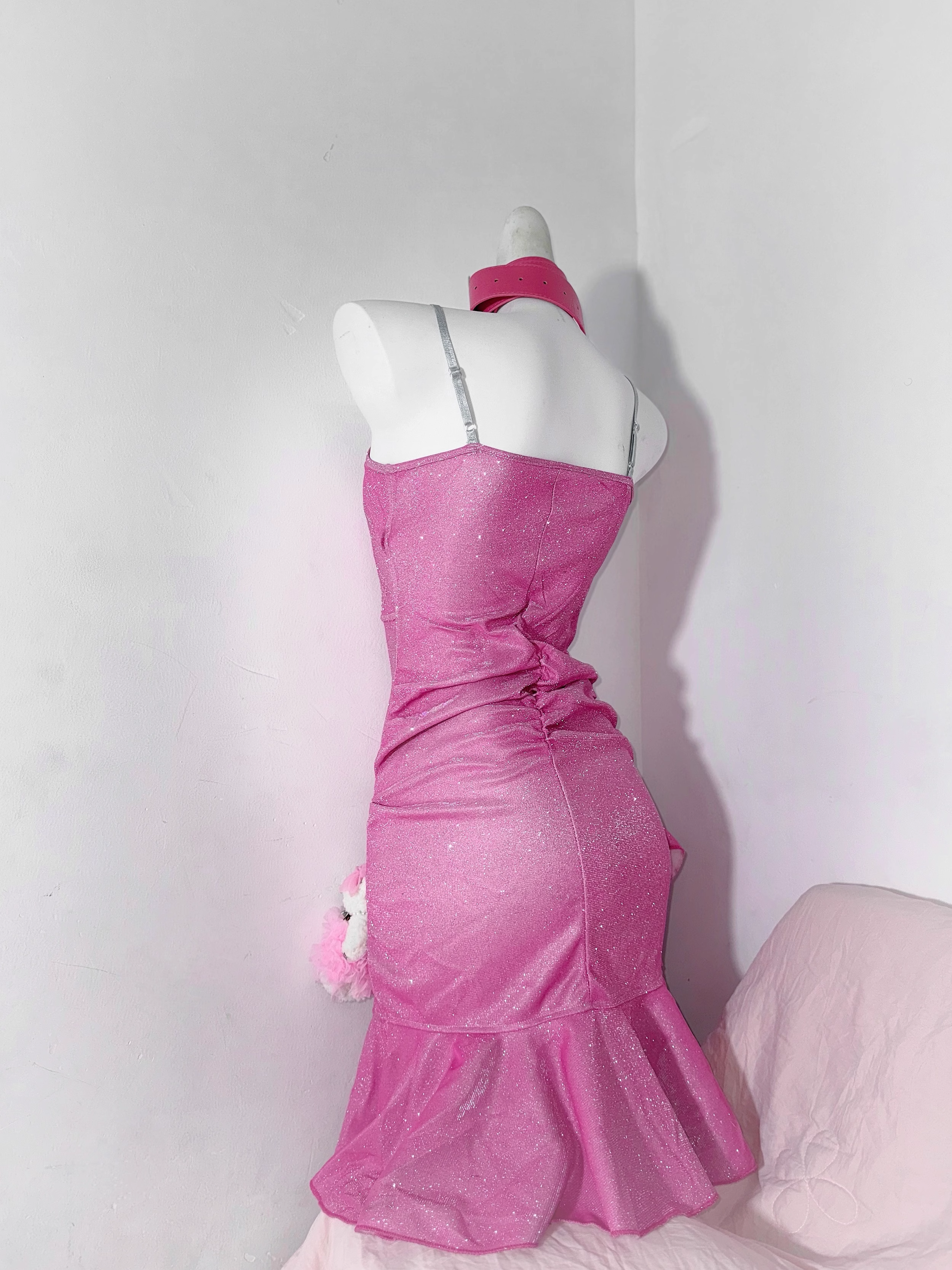 Pretty Pink Ruffles Birthday Outfits Spaghetti Straps Graduation Homecoming Dress