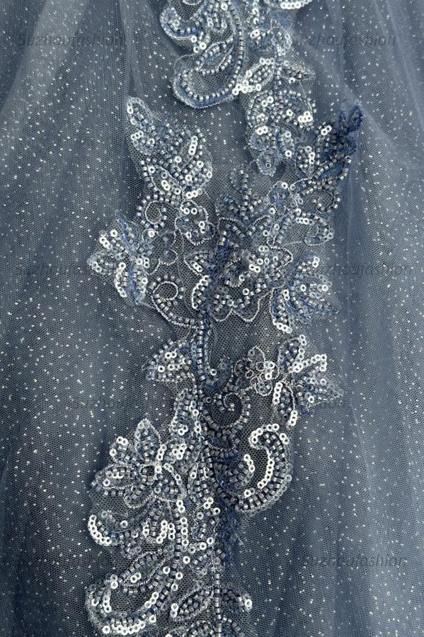 Ball Gown Off Shoulder Pleated Appliques Lace Up Navy Blue Tulle Quinceanera Dress Birthday Party Gown For Sweet 16