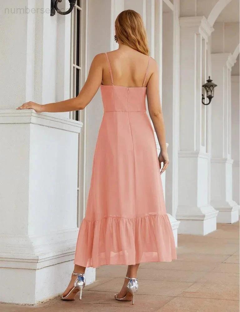 ZapDress  Spaghetti Strap Chiffon Bridesmaid Dress Ankle Length Formal A Line Cocktail Party Homecoming Dress for Juniors (ZD16949)