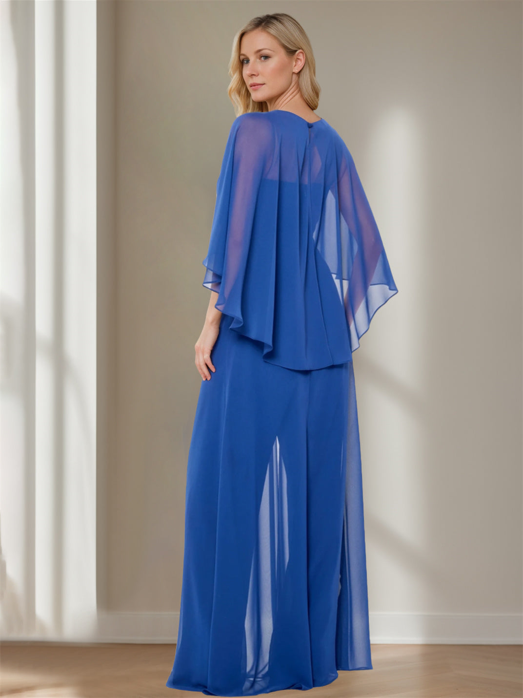 Bateau Neck Capelet Sheath Dress for the Mother of the Bride