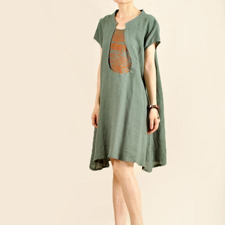 Bea-green plus size cotton sundress linen dress