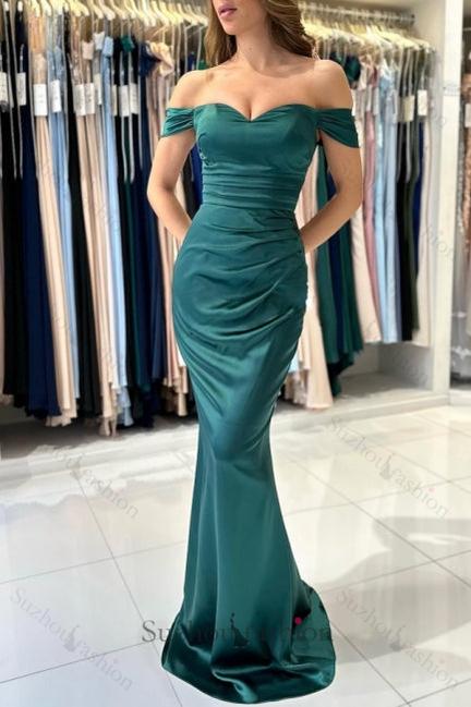 Beautiful Classy Long Dark Green Off-the-shoulder Mermaid Sleeveless Formal Wears