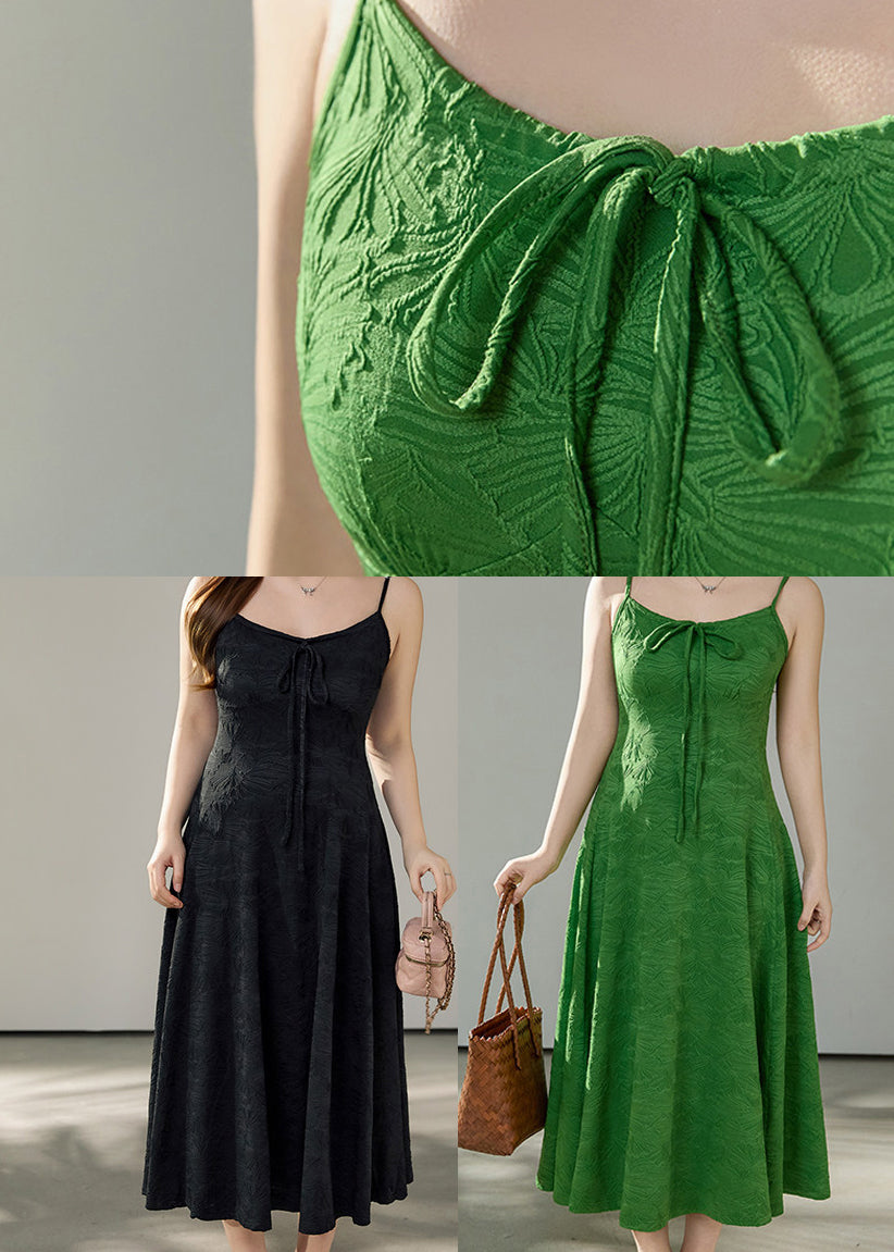 Beautiful Green Jacquard Exra Large Hem Cotton Cami Dresses Summer