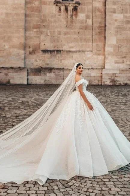 Beautiful Long A-Line Off-the-shoulder Sleeveless Wedding Dresses with Lace (ZD15634)