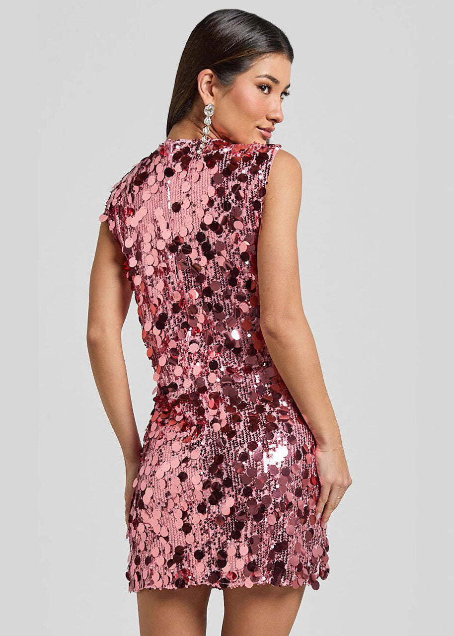 Beautiful Rose Sequins Wraped Dresses Sleeveless