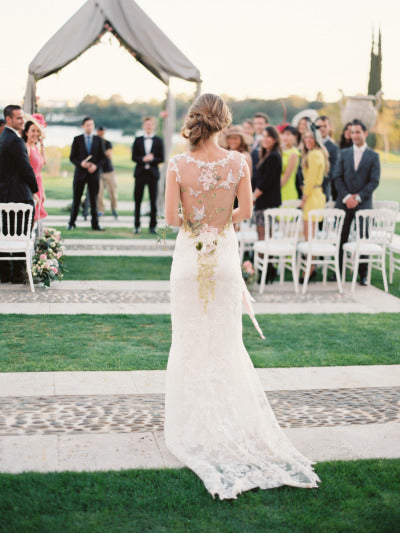 Beautiful White Lace Flower Beach Wedding Dress Popular Sweep Train Formal Plus Size Bridal Gown