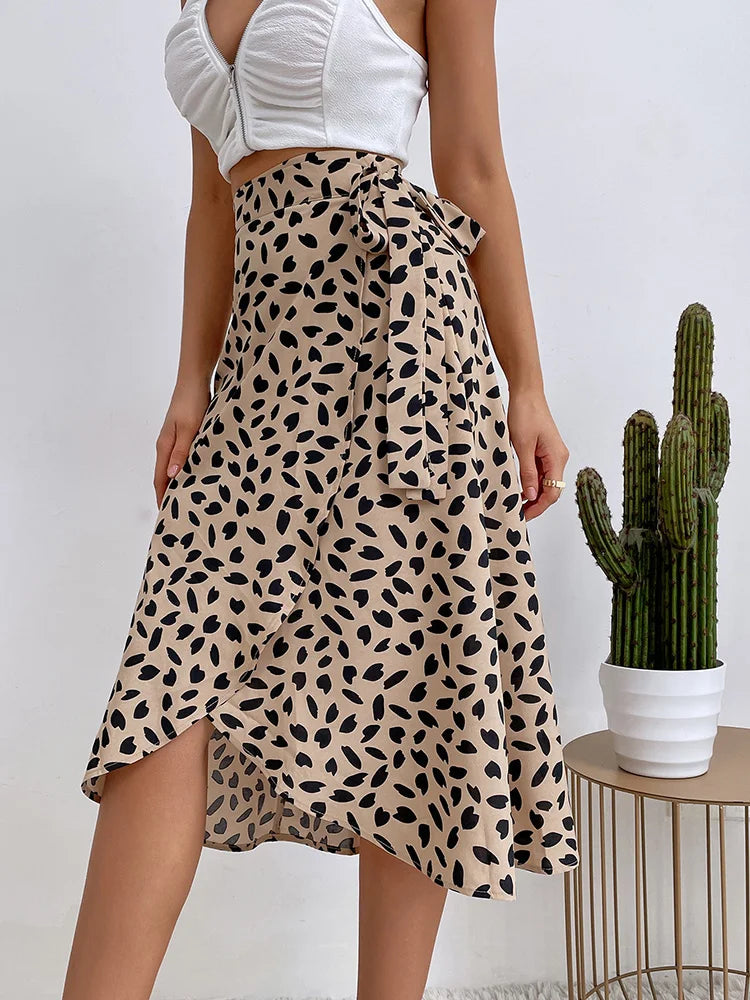 DressBetty - Boho Print Tie Side Wrap Skirt High Waist A-Line Skirt - VelvetHem