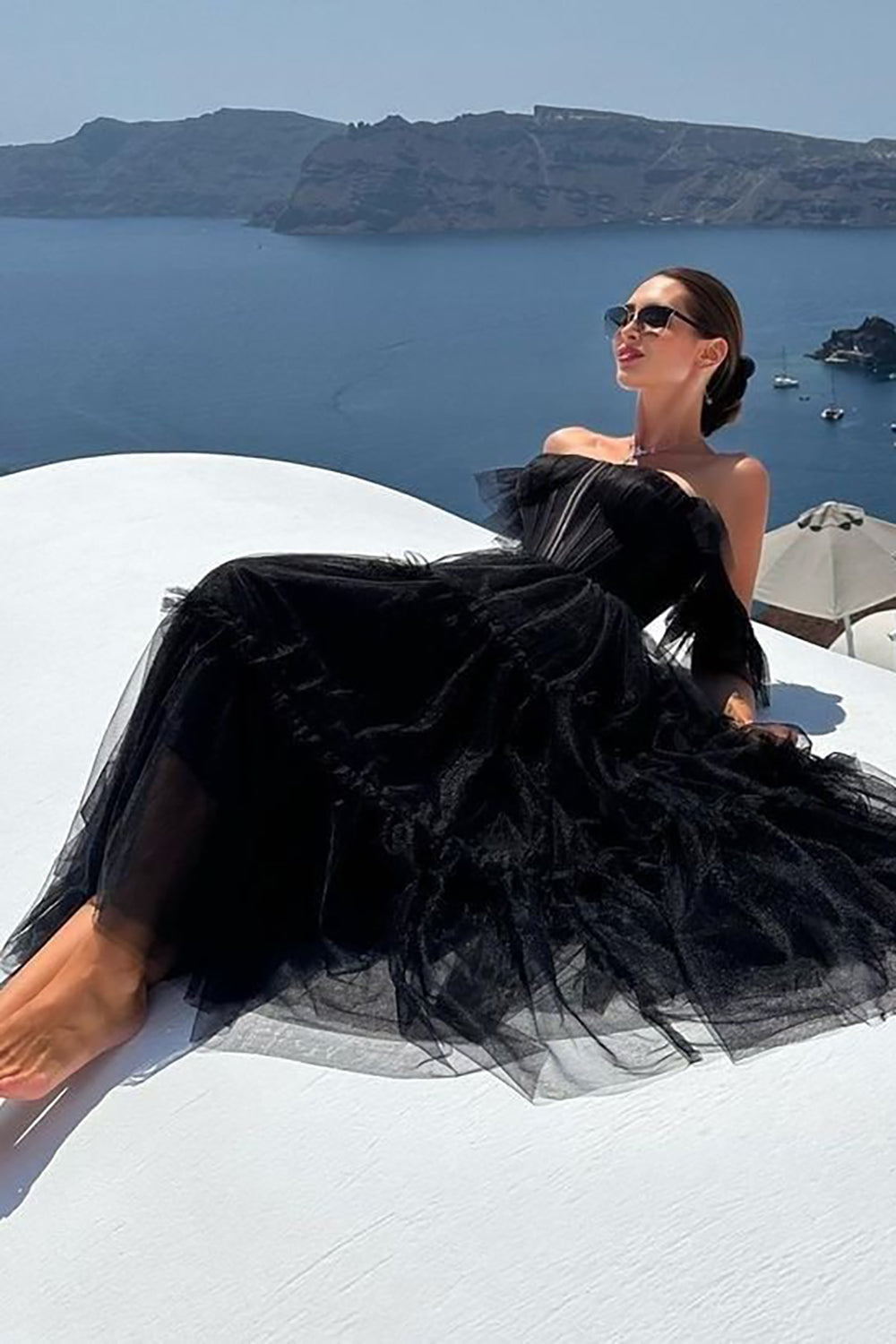 Black Homecoming Dresses A-Line Corset Ruffled Tulle Prom Dress