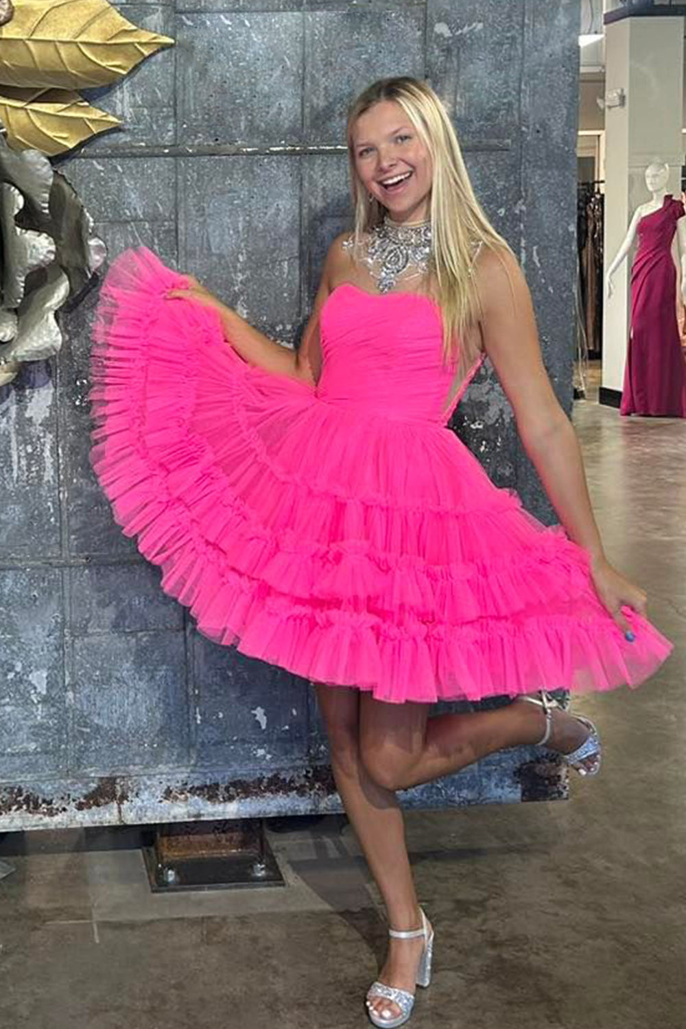 Black Homecoming Dresses A-Line Sweetheart Tulle Tiered Corset Short Cocktail Dresses