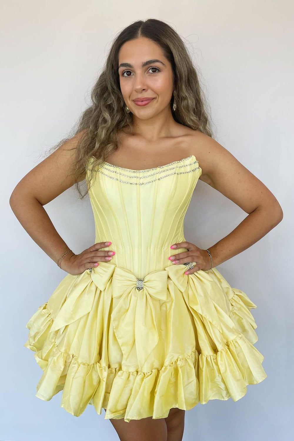 Black Homecoming Dresses Corset Strapless A Line Short Cocktail Dresses With Bows